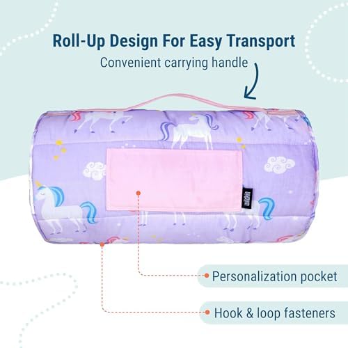 Wildkin Kids Original Nap Mat open with built-in blanket