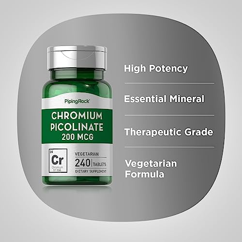 Authentic USA imported chromium picolinate tablets showing clean white vegetarian formula for metabolic health