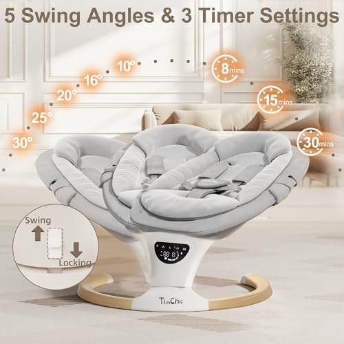 TimChic baby swing digital touch display panel and control buttons close up