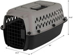 Heavy duty plastic dog carrier being assembled without tools.