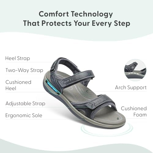 Side profile of Orthofeet Malibu sandals highlighting the arch support sole.