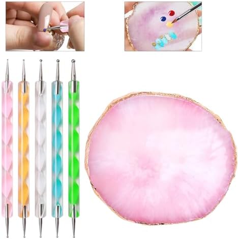 5 dual-ended acrylic silicone dotting pens for nail design
