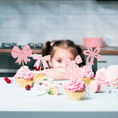 Decorative bow toppers for bridal shower cupcakes