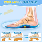 Blue orthotic insoles for kids showing the deep U-shaped heel cup and arch curve.