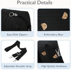 LORADI black diaper bag close up of quilted fabric