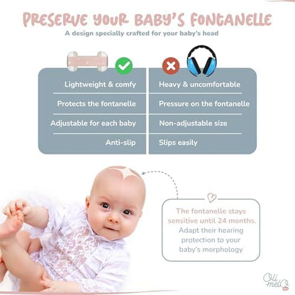 Top view of Oli-Melo baby headphones showcasing the non-slip headband design.