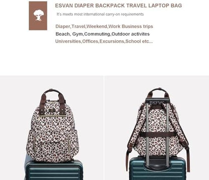 ESVAN convertible diaper tote bag displayed flat highlighting the premium linen texture