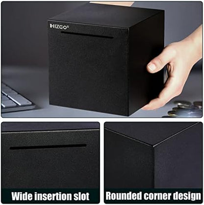 Hizgo metal savings bank six sided sealed cube for adult budgeting