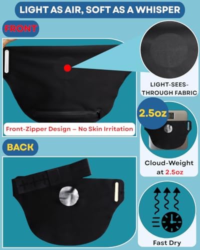 Stealth ostomy wrap belt demonstrating discreet fit under clothing