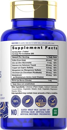 Carlyle Trace Minerals bottle showing supplement facts list and nutritional breakdown on the back