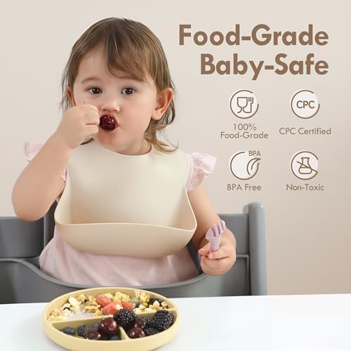 Moonkie baby plates with suction base and lids