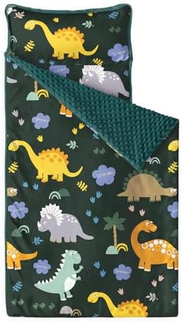 Wake In Cloud Toddler bedding unrolled featuring plush green minky fleece lining