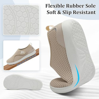 Close up of breathable mesh upper on Scurtain nursing shoes.