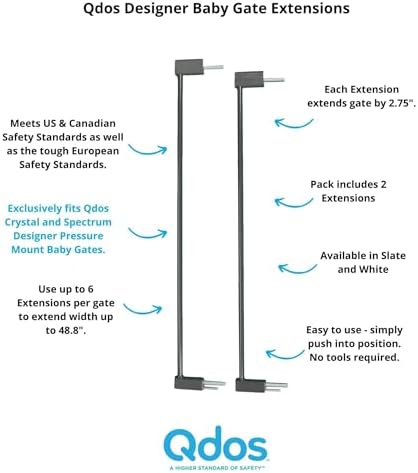 Slate color pressure mount gate extension pieces