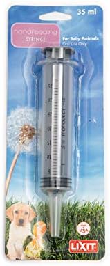 Lixit pet feeding syringe clear measurement markings close up view