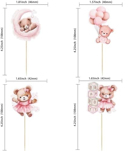 Cute bear and moon cupcake toppers for baby shower