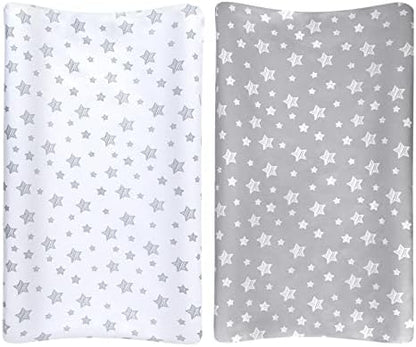 Moonsea soft grey and white star pattern sheets inside a nursery setup