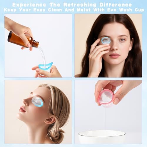 Bulk set packaging of 30 reusable eye care cups for travel and home use.