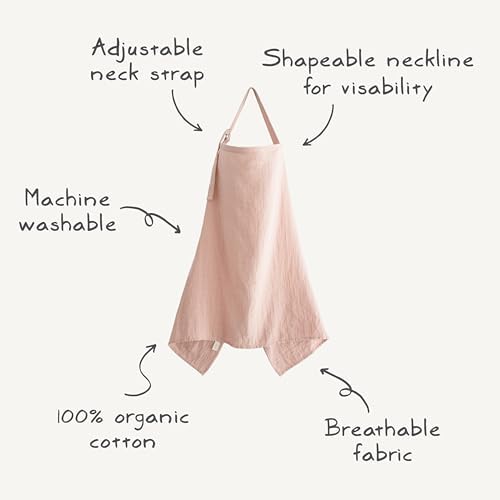 Mushie nursing cover showing adjustable neck strap detail