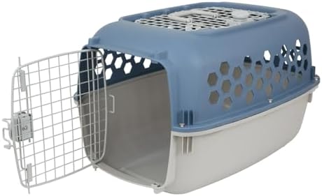 Hard sided 24 inch travel kennel with top loading door open for cats and dogs