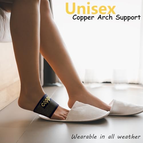 Model wearing Askfeel arch support sleeve under a sock for daily use.