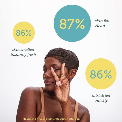 Refreshing Veauty Mist applied to skin demonstrating quick-drying botanical formula.
