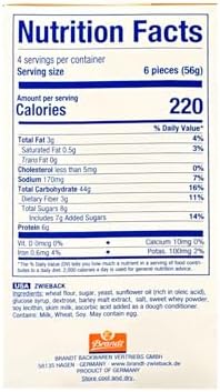 Brandt sweet crispy bread teething biscuit close up look