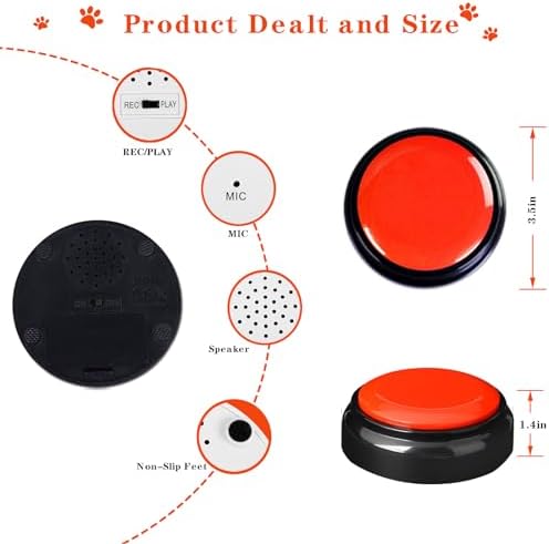 Side angle view of the thirty second recordable voice buzzer highlighting its compact desktop friendly design.