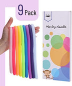 Colorful stretchy sensory strings in a pile