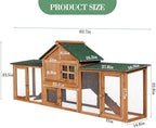 Garvee 80 in Wooden Rabbit Hutch, Outdoor Chicken Coop, Bunny Hutch Guinea Pig Pet House Bunny Cage with Double Side Runs, Weatherproof Roof, Removable Tray, Ramps for Small Animals - Image 3