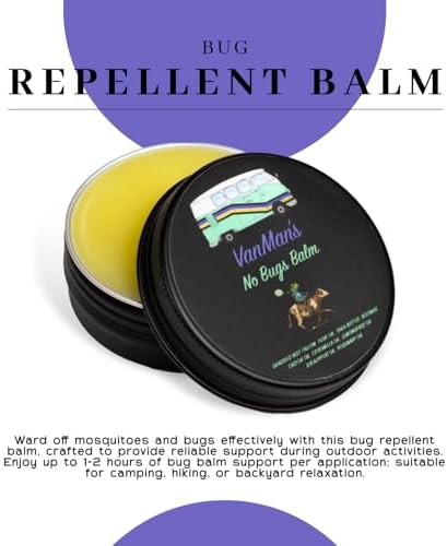 The VanMan Company natural mosquito defense balm side angle view showing one ounce size