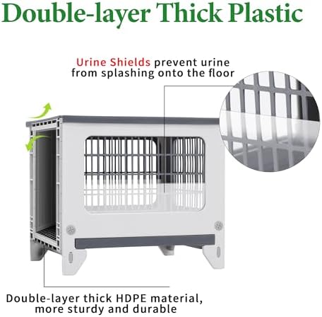 Rabbit Hutch Outdoor Indoor Plastic Waterproof Bunny Cage Enclosure Chew-Proof Rabbit House Guinea Pig Cage Pet House for Small Animals, One Room - Image 4