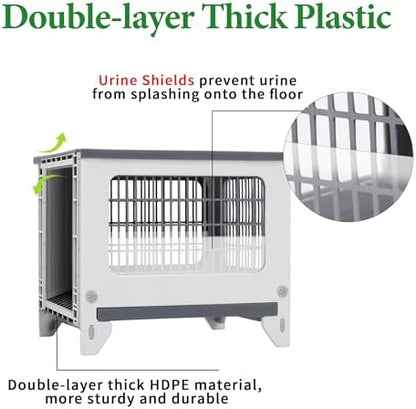Rabbit Hutch Outdoor Indoor Plastic Waterproof Bunny Cage Enclosure Chew-Proof Rabbit House Guinea Pig Cage Pet House for Small Animals, One Room - Image 4