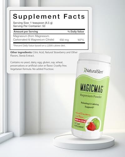 NaturalSlim MagicMag anti stress supplement facts and ingredients panel view