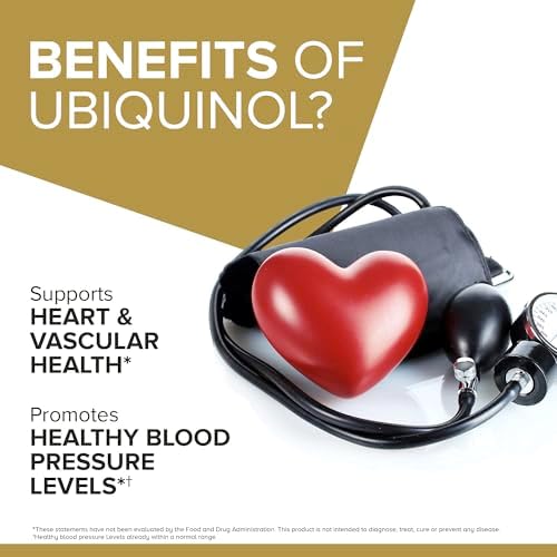 Qunol Ubiquinol 120 count softgels container nutritional facts panel