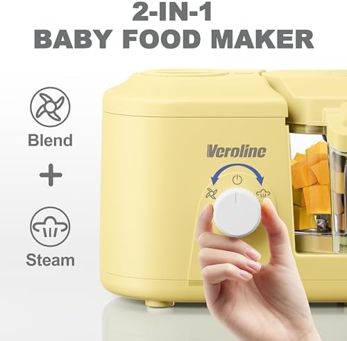 Veroline baby food steamer compact base with yellow finish