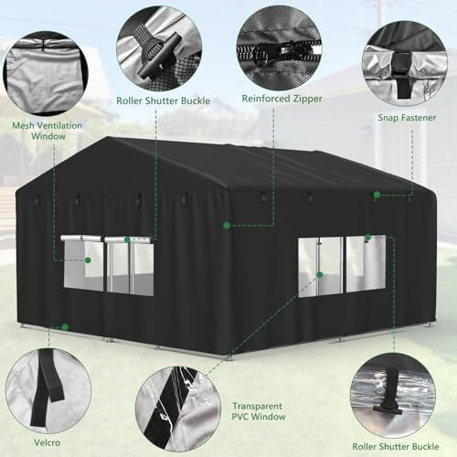 MUTUSHI all weather dog kennel canopy side zipper entry