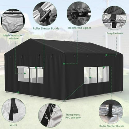 MUTUSHI all weather dog kennel canopy side zipper entry