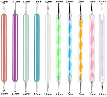 ABenkle professional nail art dotting tools showcasing twenty diverse tip options