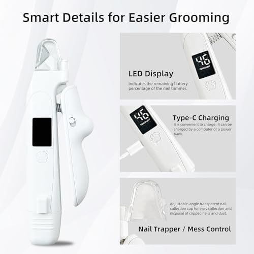 USB rechargeable electric pet claw trimmer package contents with charging cable