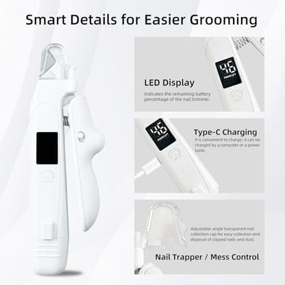 USB rechargeable electric pet claw trimmer package contents with charging cable