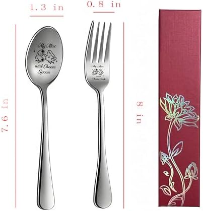 Mirror polished spoon and fork set for macaroni lovers