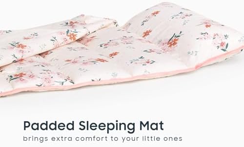 Wake In Cloud cotton nap mat with built in handle being carried easily