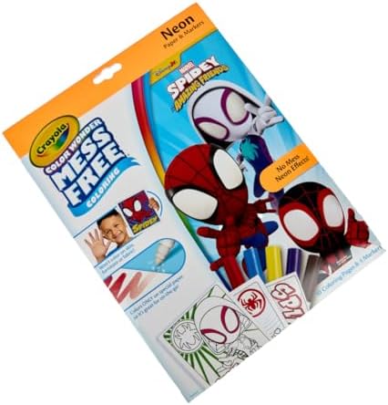 Authentic imported Crayola Marvel superhero coloring pages with shimmery neon accents.