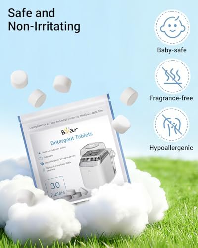 Comparison of dirty versus clean baby bottle after using washer tablets