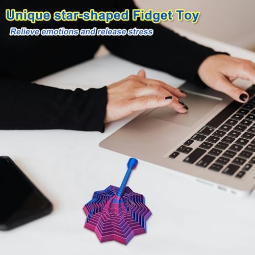 DNCHGOYA five count set of colorful three dimensional printed fidget stars display view