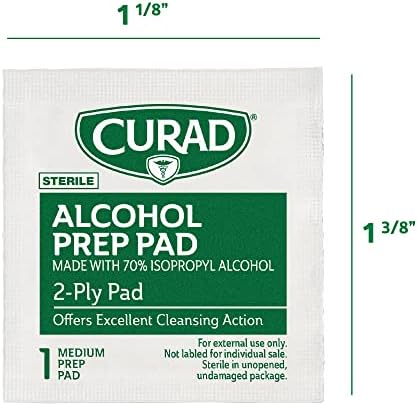 Four boxes of Curad medium alcohol prep pads for professional and home use