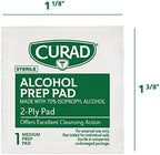 Four boxes of Curad medium alcohol prep pads for professional and home use