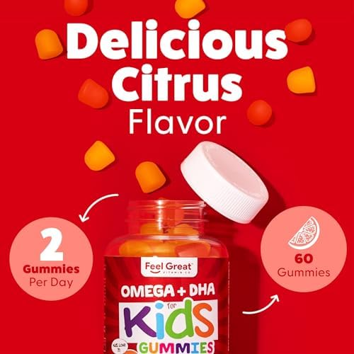 Feel Great 365 Kids Complete Omega Gummy Vitamins side profile view