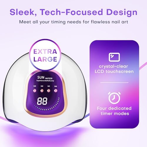 Gugusure high power ultraviolet nail lamp packaging with included power adapter component.